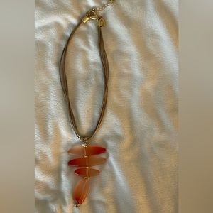 Like new! Chico’s 12.5” necklace with 4” extender with orange glass beading.